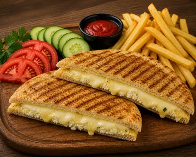 Üç peynirli Bazlama Tost